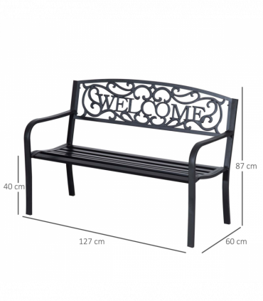 126Lx60Wx85H cm Steel Bench-Black