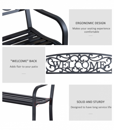 126Lx60Wx85H cm Steel Bench-Black