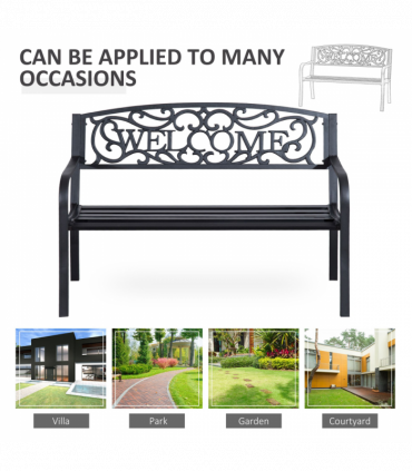 126Lx60Wx85H cm Steel Bench-Black