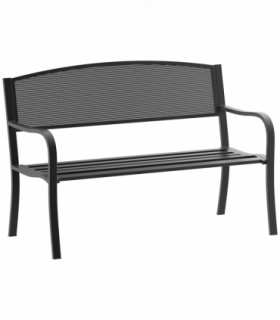 2 Person Garden Bench, Steel-Black