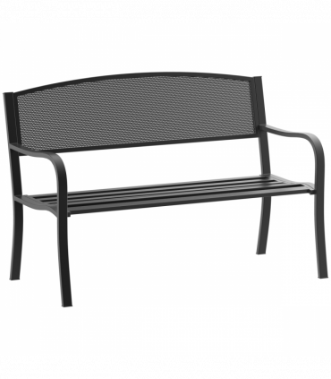 2 Person Garden Bench, Steel-Black