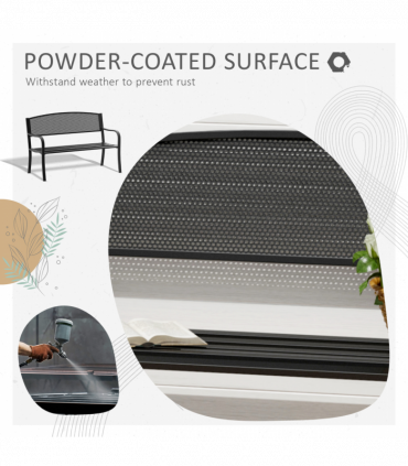 2 Person Garden Bench, Steel-Black