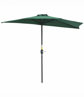 Metal Green Half Round Umbrella Parasol 269cm x 138cm x 236cm 2.7m