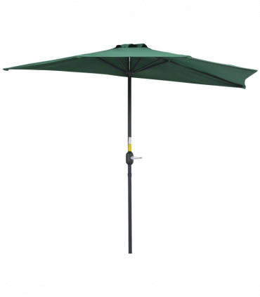 Metal Green Half Round Umbrella Parasol 269cm x 138cm x 236cm 2.7m