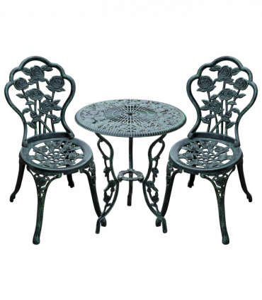 3 Pcs Cast Aluminum Bistro Set-Green