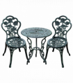 3 Pcs Cast Aluminum Bistro Set-Green
