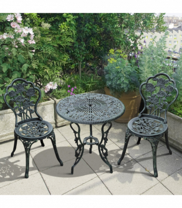 3 Pcs Cast Aluminum Bistro Set-Green
