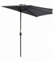 3 m Half Round Umbrella Parasol-Grey Polyester/Aluminum