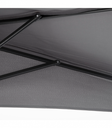 3 m Half Round Umbrella Parasol-Grey Polyester/Aluminum