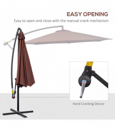 3 m Hanging Umbrella Parasol-Coffee