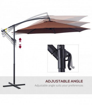3 m Hanging Umbrella Parasol-Coffee