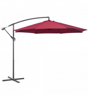 3m Banana Hanging Umbrella Garden Parasol-Red