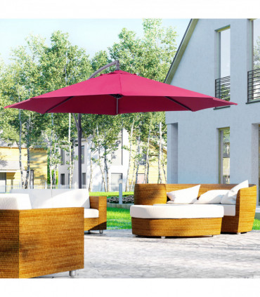 3m Banana Hanging Umbrella Garden Parasol-Red