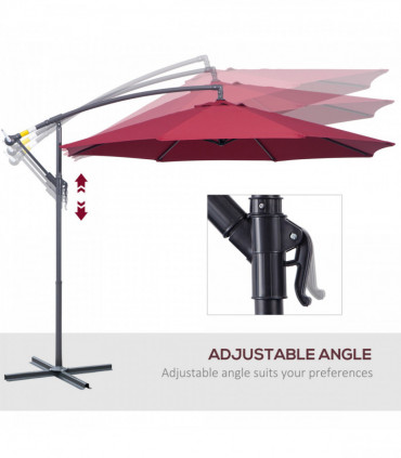 3m Banana Hanging Umbrella Garden Parasol-Red