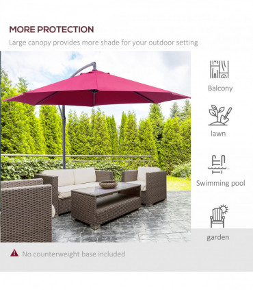 3m Banana Hanging Umbrella Garden Parasol-Red