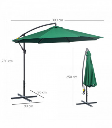 3m Garden Parasol Sun Shade Umbrella-Green