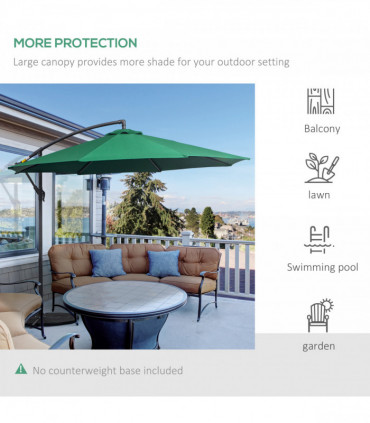 3m Garden Parasol Sun Shade Umbrella-Green