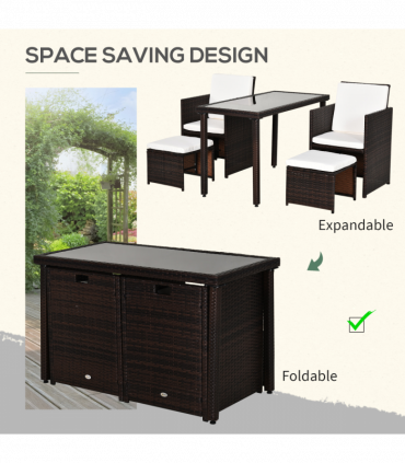 5 P? Rattan Set-Brown/Creamy White