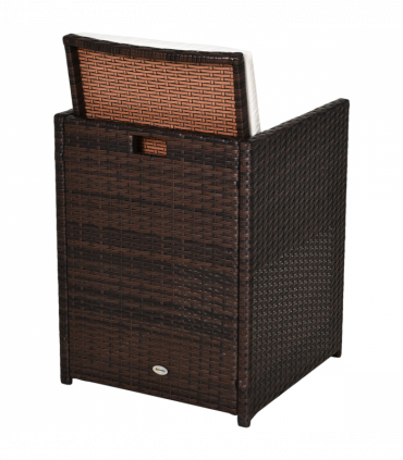 5 P? Rattan Set-Brown/Creamy White