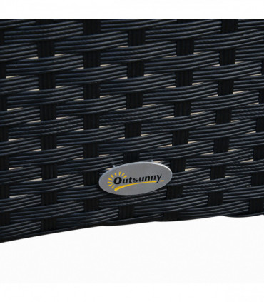 Garden Furniture Dining Set - Black PE Rattan Steel 150cmx80cmx74cm 7pc