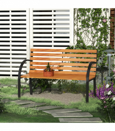 Garden Bench, 122Lx60Wx80H cm-Steel/Wood