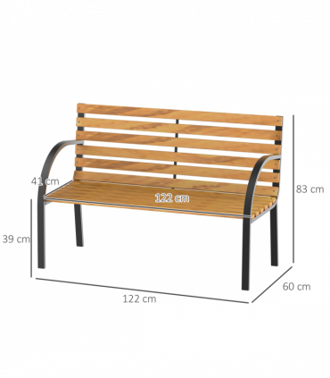 Garden Bench, 122Lx60Wx80H cm-Steel/Wood