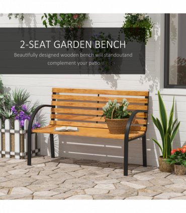 Garden Bench, 122Lx60Wx80H cm-Steel/Wood