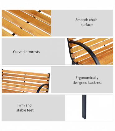 Garden Bench, 122Lx60Wx80H cm-Steel/Wood