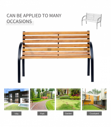 Garden Bench, 122Lx60Wx80H cm-Steel/Wood