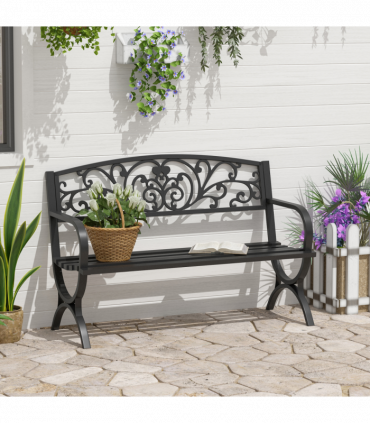 Garden Bench, Steel-Black