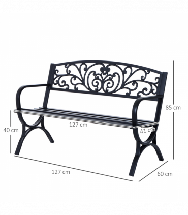 Garden Bench, Steel-Black