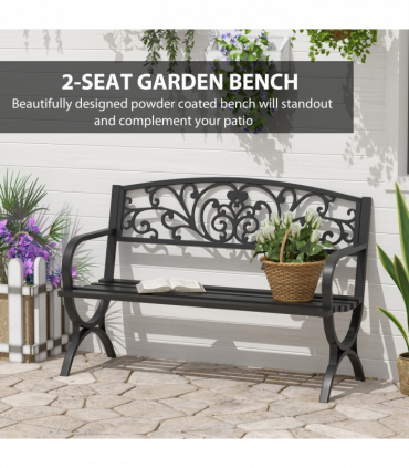 Garden Bench, Steel-Black