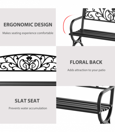 Garden Bench, Steel-Black