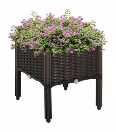PP Raised Outdoor Garden Planter Box Brown 40cm x 40cm x 44cm Thick and rigid