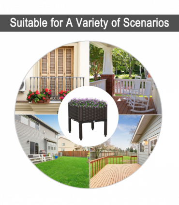 PP Raised Outdoor Garden Planter Box Brown 40cm x 40cm x 44cm Thick and rigid