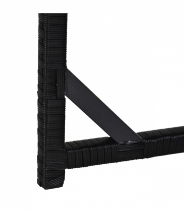 Rattan 9 Pcs Dining Set - Black W/Milk White Cushions