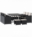 Rattan Dining Set, 11 PC-Black
