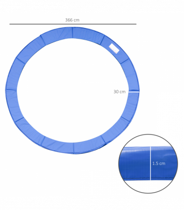 12ft Trampoline Pad Surround Pad Thick Foam Replacement Spare Blue