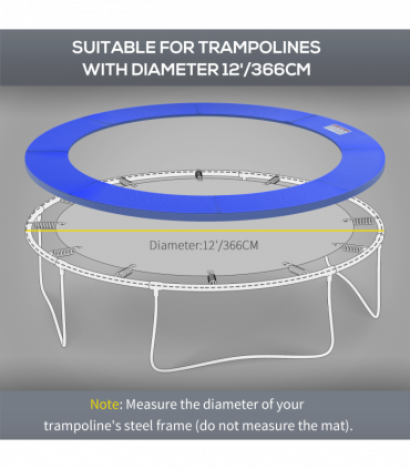 12ft Trampoline Pad Surround Pad Thick Foam Replacement Spare Blue