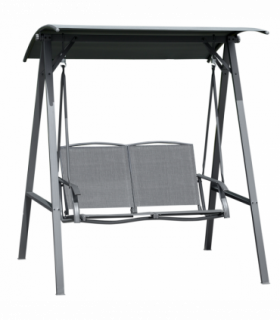 2 Seater Garden Swing Chair Swing Bench w/ Adjustable Canopy, Grey
