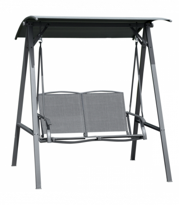 2 Seater Garden Swing Chair Swing Bench w/ Adjustable Canopy, Grey