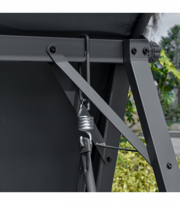 2 Seater Garden Swing Chair Swing Bench w/ Adjustable Canopy, Grey