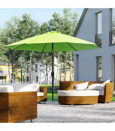 2.7M Patio Sun Umbrella Parasol Tilt Canopy Aluminium Light Green