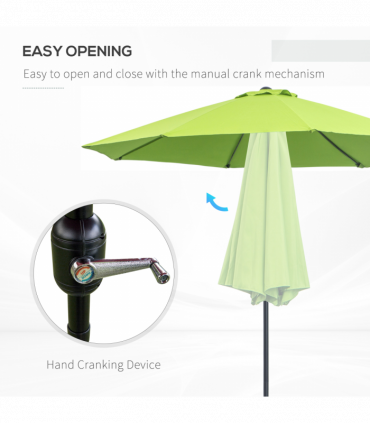 2.7M Patio Sun Umbrella Parasol Tilt Canopy Aluminium Light Green