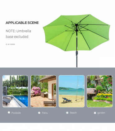 2.7M Patio Sun Umbrella Parasol Tilt Canopy Aluminium Light Green