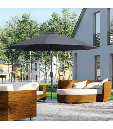 2.7M Patio Sun Umbrella Parasol Tilt Shade Aluminium Charcoal Grey