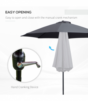 2.7M Patio Sun Umbrella Parasol Tilt Shade Aluminium Charcoal Grey