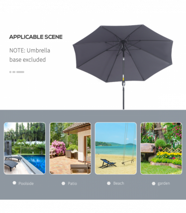 2.7M Patio Sun Umbrella Parasol Tilt Shade Aluminium Charcoal Grey