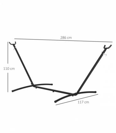 Metal Hammock Stand Frame Black 280cm x 120cm x 110cm Stable Six Holes Adjust