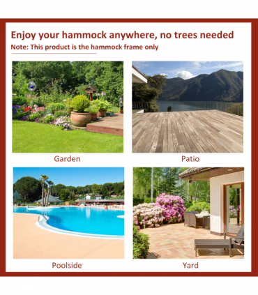 Metal Hammock Stand Frame Black 280cm x 120cm x 110cm Stable Six Holes Adjust